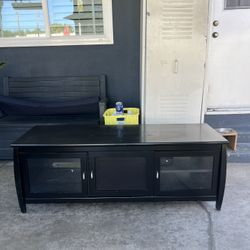 Black TV Stand Credenza Entertainment Center