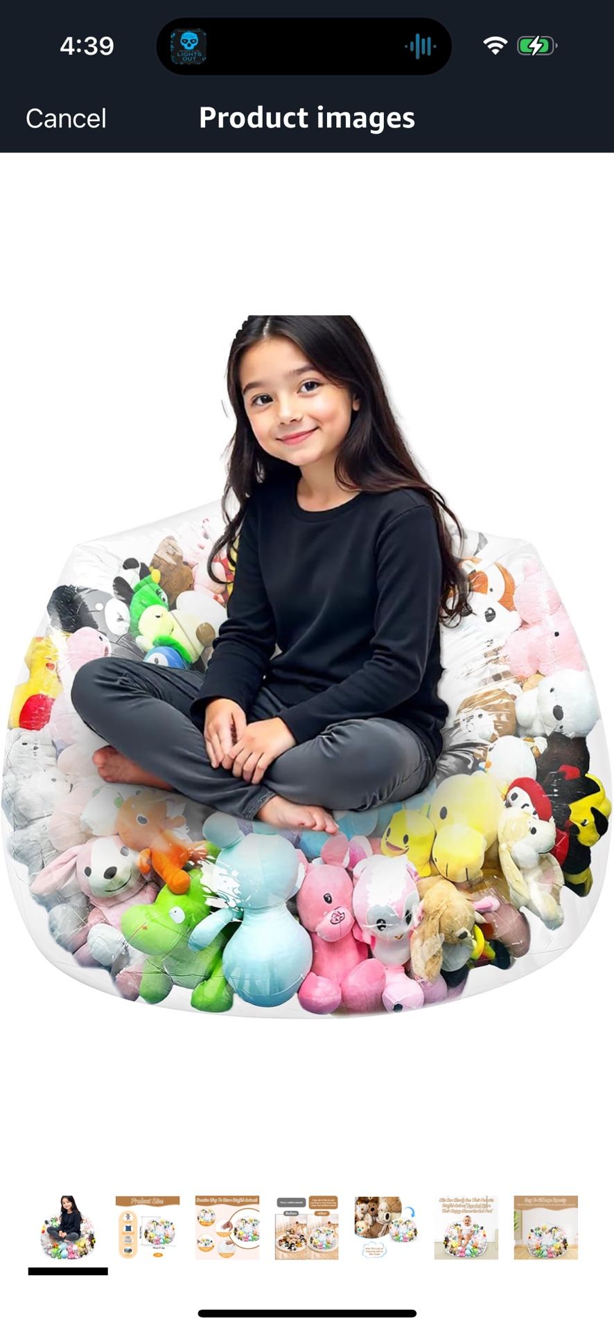 Clear PVC Inflatable Stuffed Animal or Bean Bag Chair For Kids
