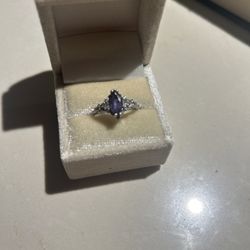 Platinum Ring With Lab Grown Alexandrite And Diamonds
