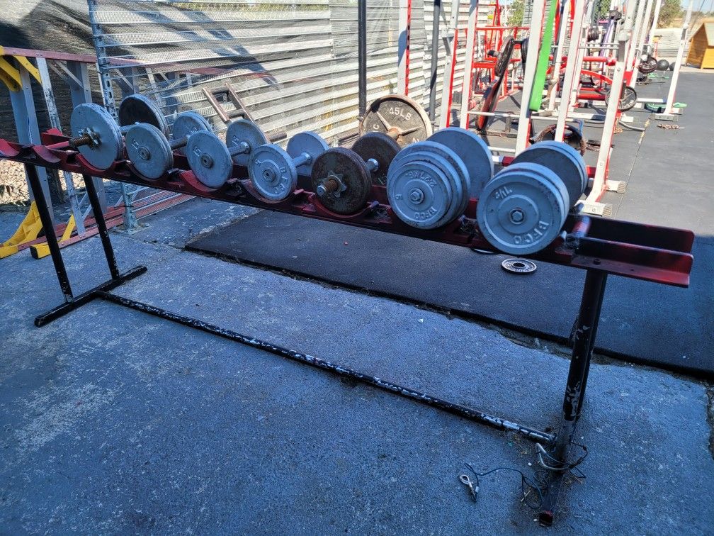 Pro-Style Dumbbells and Heavy Duty Rack