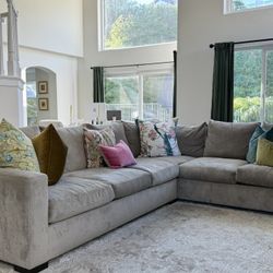 Custom Sectional Chenille Sofa Ted Grey Fog Color