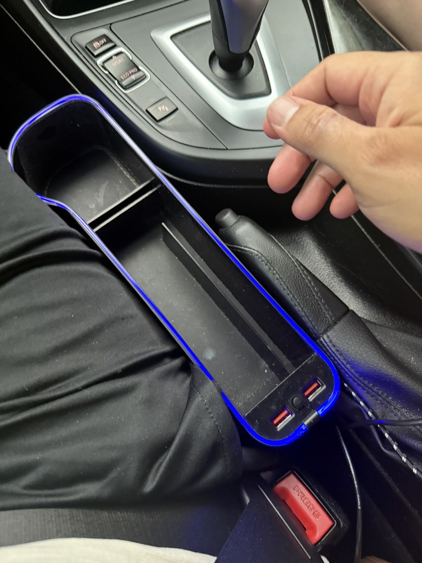 7 Color LED Car seat Organizer gap With Fast Charger