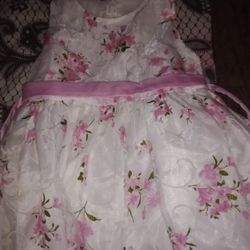 PINK AND WHITE DRESS 10/12 GIRLS