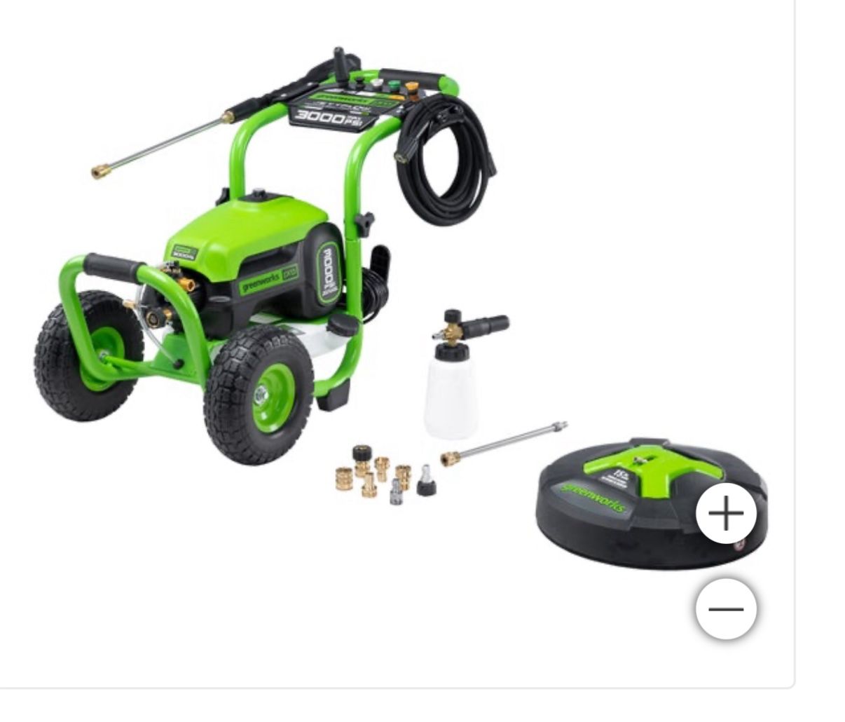 Greenworks 3000 PSI Electric Pressure Washer Combo Kit