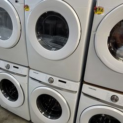 Samsung Front Loading Washer And Stackable Gas Dryer Set 