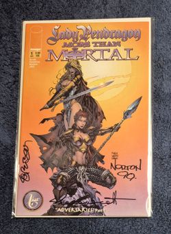 LADY PENDRAGON / MORE THAN MORTAL # 1 SIGNED x3 SCOTT NORTON FIRCHOW 1999 NM IMAGE LIAR COMICS