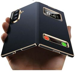 New Galaxy Z Fold 7 Case Luxury Leather with Smart Screen View,Fit for Magsafe,See Calls & Time Without Opening,Magnetic Slim Protective Cover for Sam