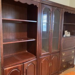 3 Piece Cherry Cabinet/ Shelf Set 90” Wide