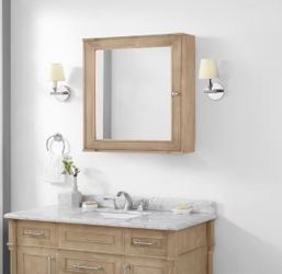 Home Decorators Collection Aberdeen 24 in. W x 8 in. D x 27 in. H Rectangular Surface Mount Antique Oak Medicine Cabinet with Mirror