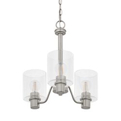 Hampton Bay Castleford 3-Light Brushed Nickel Chandelier with Clear Glass Shades For Dining Rooms $49  Luke’s liquidations warehouse Address:  2434 no
