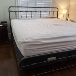 King Size Gray Metal Bed frame 