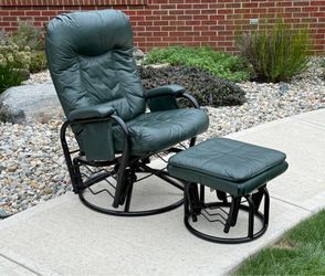 Forest Green Swivel Rocker Chair with Matching Rocking Ottoman