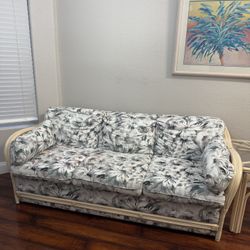 Vintage Palm Beach Rattan Sofa & Side Table