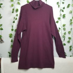 Columbia Mens Mock Neck Purple Pullover Sweatshirt Tunic Sz Med 100% Cotton 