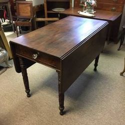 Large Walnut Wood Flip Top Table, extending sides