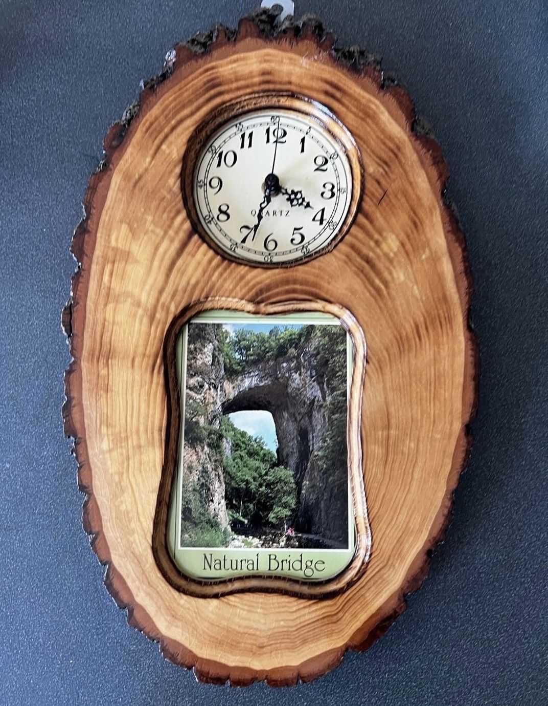 Vintage Wood Slice Wall Clock with Picture Frame never used