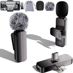 Brand New In Box Unopened   Bulatry 2-Pack Wireless Mini Lavalier Lapel Microphone for iPhone,Android Phone(2 in 1) - 65ft Cordless Clip on Dual Mics 