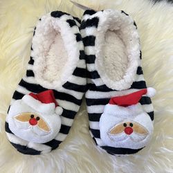 Women Santa Clous Slippers Black Non-Slip 