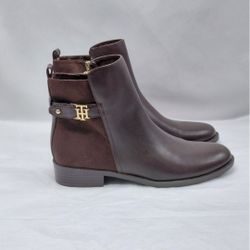 Tommy Hilfiger Irsela Ankle Boots Women's 8M Brown Casual Moto Outdoor Biker