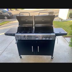 Sophia & William Charcoal and Gas Grill Combo with Side Burner, Dual Fuel Propane BBQ Grill with Porcelain-Enameled Cast Iron Grate for Outdoor Cookin