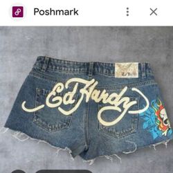 Ed  Hardy denim shorts.  size: S  (skull)