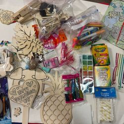 ASSORTED CRAFTS. WHOLE BAG $12.00 INCLUDING GEM STONE DIG AND CRAYONS