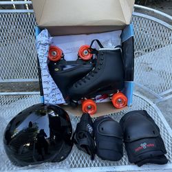 Sure Grip Roller Skates  With Helmet(m) Knee,elbow Wrist Pads Size 7