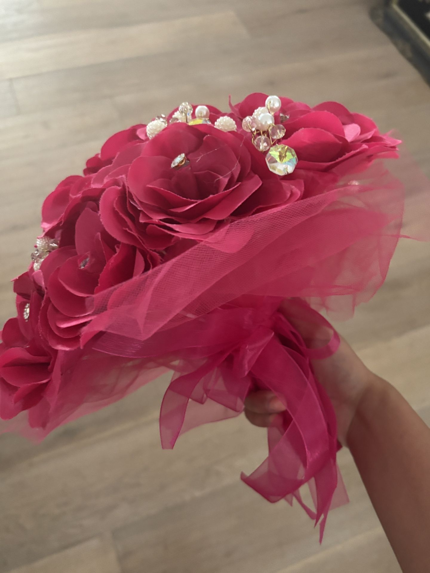 Fuschia Quinceañera Flower Bouquet Ramo