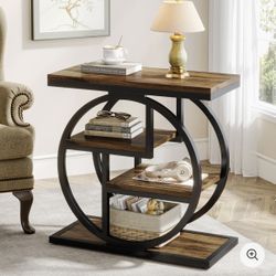 4-Tier Side Table With Storage Shelves