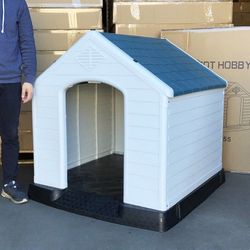 (NEW) $150 Plastic Dog House X-Large Size Pet Indoor Outdoor All Weather Shelter Cage Kennel 42x42x45”