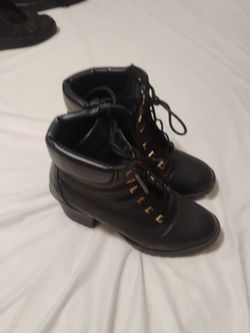 Black Lace-Up Ankle Combat Boots