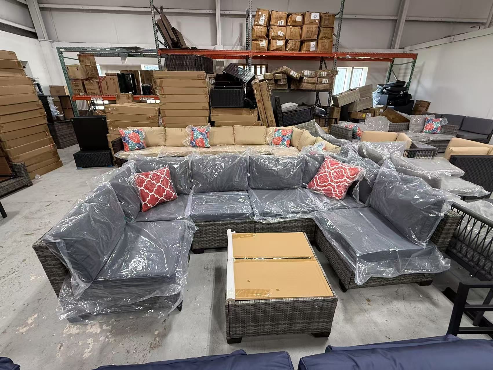 New 7-Piece Outdoor Patio Furniture Set, PE Rattan Wicker Sectional Sofa Conversation Set