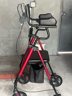 Adjustable adult walker with armrest