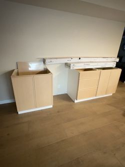 Cabinets and floating shelf
