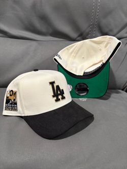 MLB new era Los Angeles dodgers off white black suede brim green UV 60th anniversary patch 9forty a frame SnapBack hats