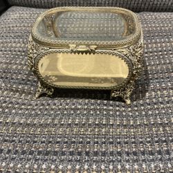 Awesome Mid Century Brass, And Glass Jewelry Box.