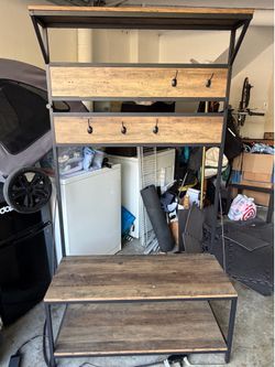 Coat rack with bench