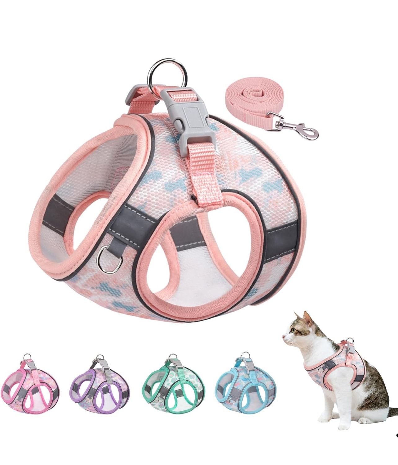 Step in Mesh Dog Harness and Leash Set - Breathable Air Mesh Reflective Escape Proof Dog Harness Ves