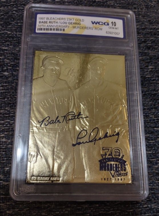 1997 Bleachers 23 Kt Gold Babe Ruth/Lou Gehrig 70th Anniversary Murderers Row A0.