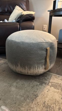 Mina Victory Life Styles Rustic Charcoal Pouf Ottoman