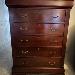 Two Nice Cherry Wood Dressers With Mirror 
