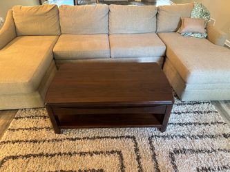 Dark Wood Coffee Table with Lower Shelf