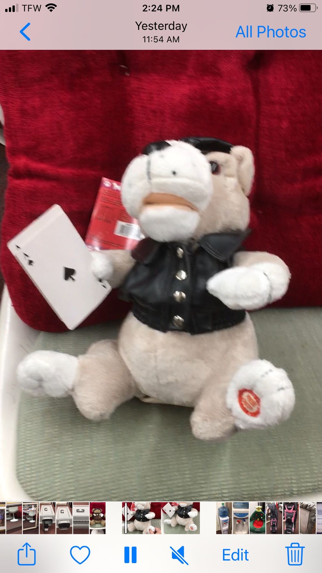 Gambler Stuffed Singing Dog