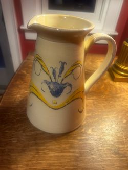 Vintage Italian Art Pottery Pitcher 10"