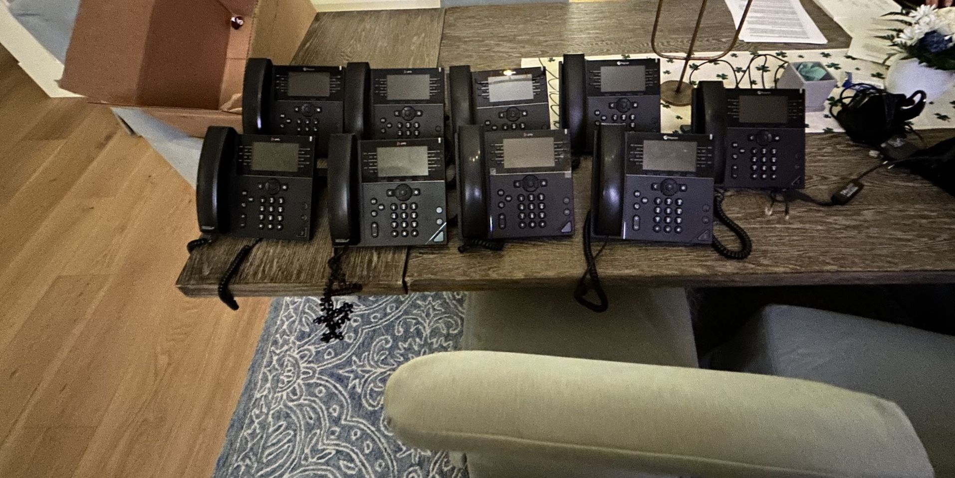 (9) polycom VVX450s, (6) plantronic W730 headsets (1 without an ear piece)