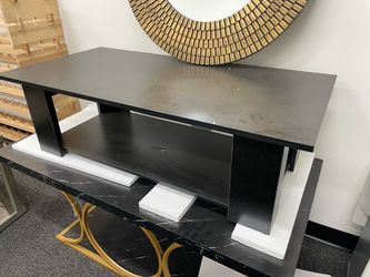 Black Wood Coffee Table with Lower Shelf