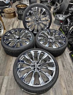 💥26” GM REPLICA WHEELS CHROME 6x139.7 RIMS + 305/30R26 LEXANI LX-THIRTY TIRES ESCALADE TAHOE YUKON