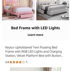 Girls Bed Frame with LED Lights