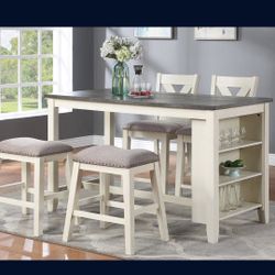 New Dinning Set Counter Height Table, 2 stools, 2 Chairs Grey & White Wash $489 FREE LOCAL DELIVERY & SET UP ORDER HERE PAY UPON DELIVERY LITTLE SHOWR