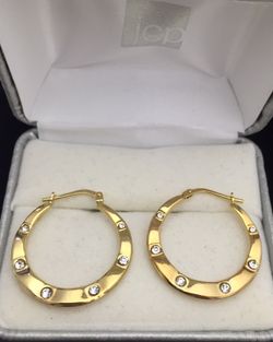 Sterling Goldtone High-grade CZ Hoop Earrings